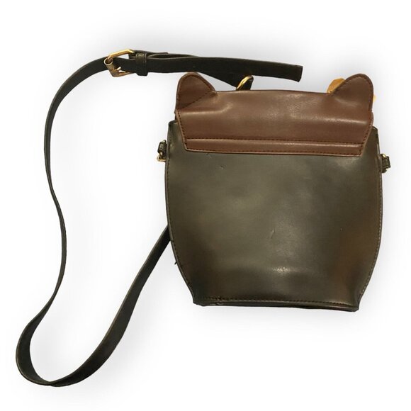 Owl Purse Cross Body Handbag Adjustable Strap Black & Brown Embellished - Picture 4 of 6